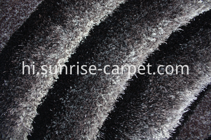 3D Shaggy Rug with Black and Grey Color